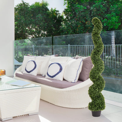 THE BLOOM TIMES 3/4/5ft Artificial Boxwood Spiral Topiary Trees – UV-Resistant Evergreen Faux Plants for Indoor & Outdoor Decor