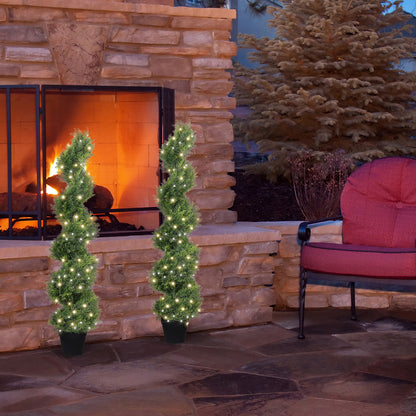 THE BLOOM TIMES 3/4/5ft Artificial Cedar Cypress Spiral Topiary Trees，Indoor Outdoor Decor 2 Pack