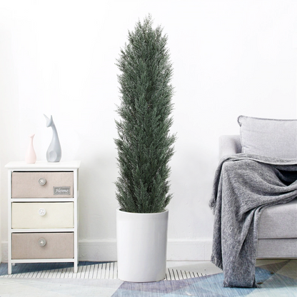 THE BLOOM TIMES 3/4/5/6 ft Faux Cedar Plant in Pot,Artificial Cedar Topiary Tree for Home decor