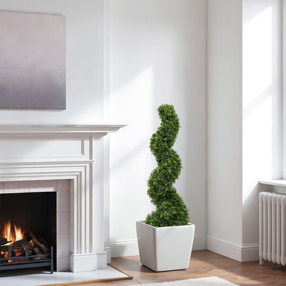 THE BLOOM TIMES 3 ft. Artificial Boxwood Outdoor Topiary Spiral Tree Potted Plants.