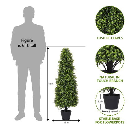 THE BLOOM TIMES 2.5/3/4 ft Artificial Topiary Boxwood Tree, Faux Shrub in Pot for Indoor/Outdoor,Home Decor
