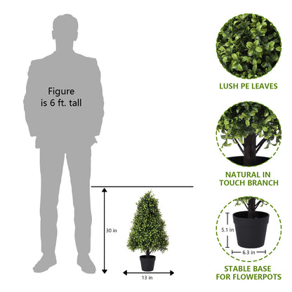 THE BLOOM TIMES 2.5/3/4 ft Artificial Topiary Boxwood Tree, Faux Shrub in Pot for Indoor/Outdoor,Home Decor