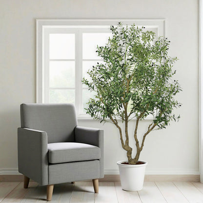 THE BLOOM TIMES 8ft Artificial Olive Tree in Pot – Large Faux Potted Olive Plant , Tall Indoor Floor Tree for Home Décor