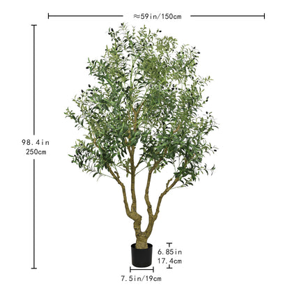 THE BLOOM TIMES 8ft Artificial Olive Tree in Pot – Large Faux Potted Olive Plant , Tall Indoor Floor Tree for Home Décor