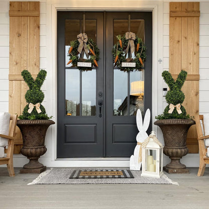 THE BLOOM TIMES 36'' Artificial Bunny Topiary Tree in Pot,Faux Rabbit Boxwood for Indoor/Outdoor Spring & Easter Decor, Set of 2