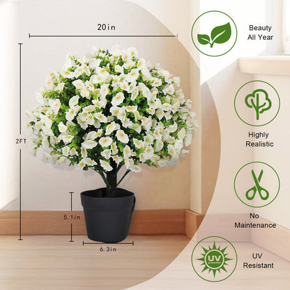 THE BLOOM TIMES poetree 24" Artificial Morning Glory Plant in Black Pot – Faux Potted Petunia Flower for Spring Home Décor, Indoor/Outdoor Decorative Greenery