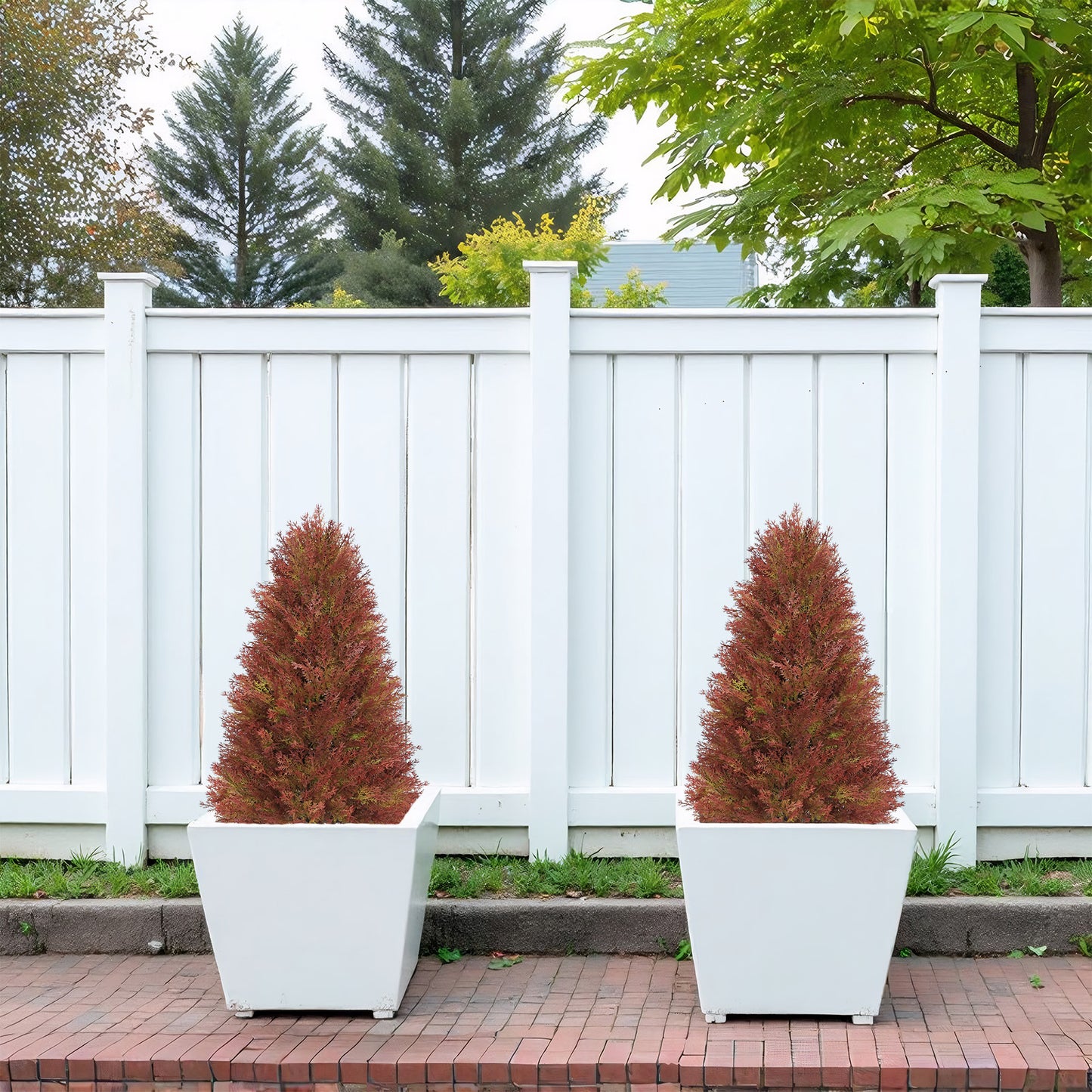 poetree 2 Pack 2.5ft Artificial Cedar Topiary Tree in Pot Fall decor Fake Plants Indoor/Outdoor for Decor