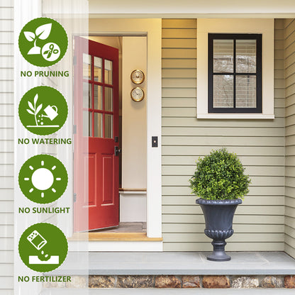 THE BLOOM TIMES 2-Pack 27.5" Artificial Boxwood Topiary Balls with Potted, Fake Boxwood Plants Artificial Shrubs Bushes Ball Tree for Front Door Porch Garden