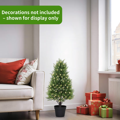 THE BLOOM TIMES 2.5 / 3 / 4 ft Artificial Cedar Topiary Tree, Faux Evergreen with Pot, Outdoor Christmas & Holiday Decor