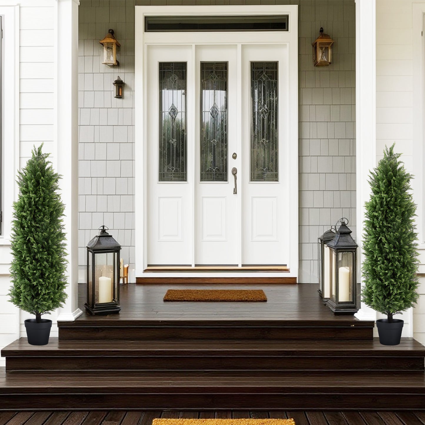 poetree 3/4 ft Artificial Topiary Tree Faux Cedar Pines Potted Tree,Decor for Indoor/Outdoor.