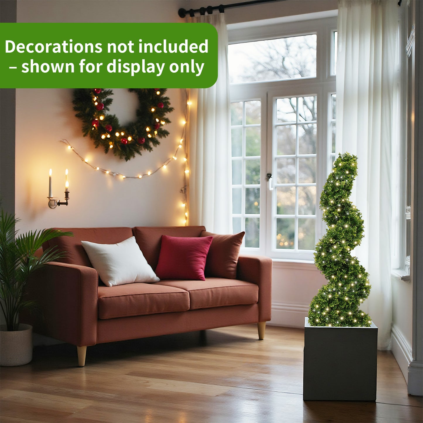 poetree 3 ft. Artificial Boxwood Outdoor Topiary Spiral Tree Potted Plants.