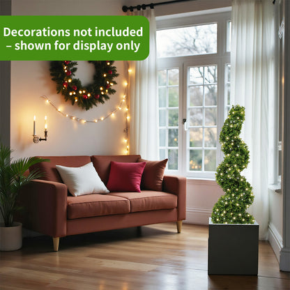 THE BLOOM TIMES 3 ft. Artificial Boxwood Outdoor Topiary Spiral Tree Potted Plants.