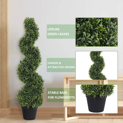 THE BLOOM TIMES 3/4/5ft Artificial Boxwood Spiral Topiary Trees – UV-Resistant Evergreen Faux Plants for Indoor & Outdoor Decor