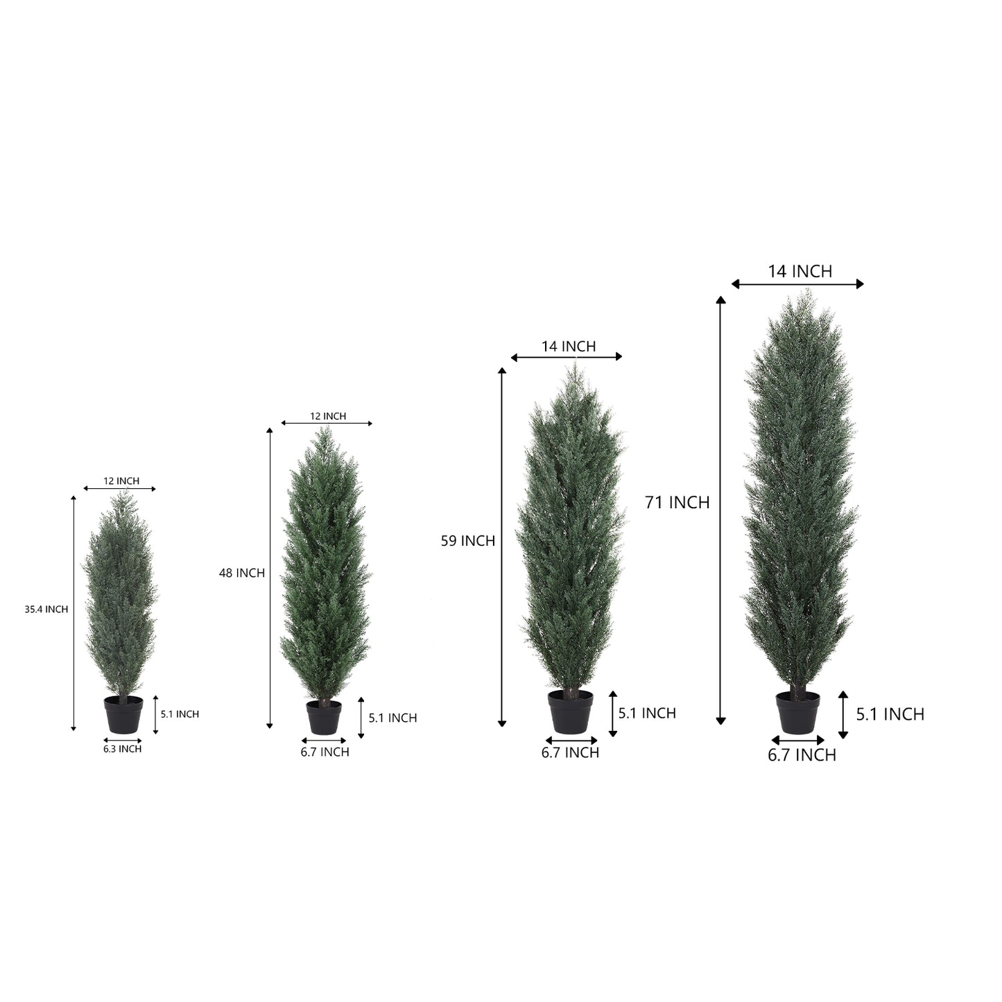 poetree 3/4/5/6 ft Faux Cedar Plant in Pot,Artificial Cedar Topiary Tree for Home decor