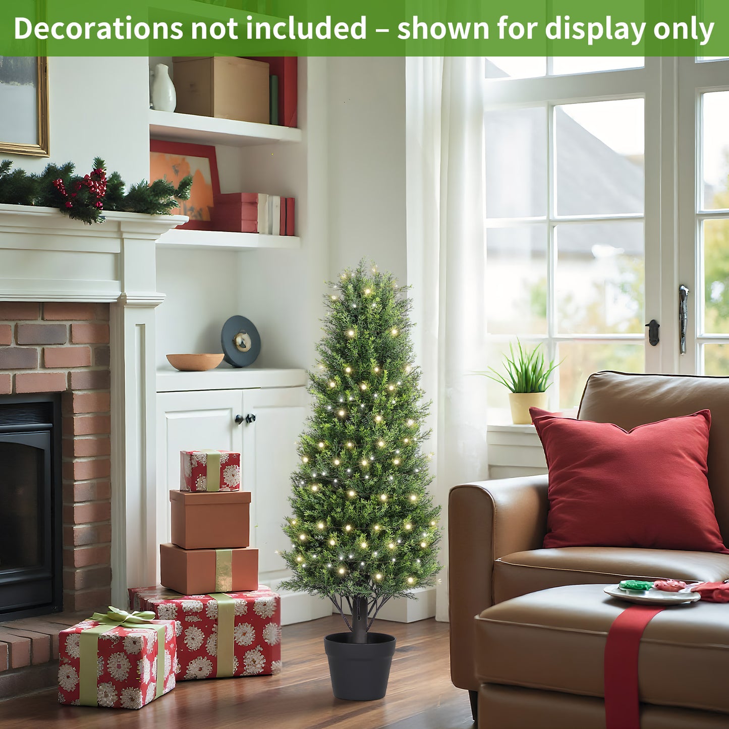poetree 2.5 / 3 / 4 ft Artificial Cedar Topiary Tree, Faux Evergreen with Pot, Outdoor Christmas & Holiday Decor
