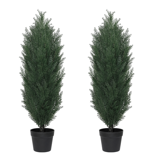 poetree 3/4/5/6ft Faux Cedar Plant in Pot,Artificial Topiary Cone Tree UV Resistant in Pot