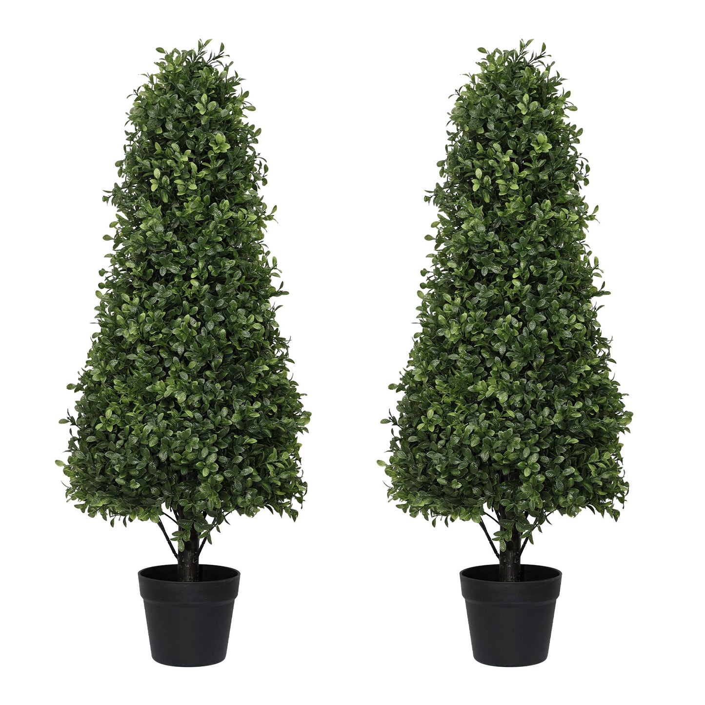 poetree 2.5/3/4 FT Artificial Boxwood Topiary Tree Potted Fake Tree Indoor & Outdoor Faux Plants Decor