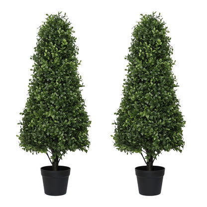 THE BLOOM TIMES 2.5/3/4 FT Artificial Boxwood Topiary Tree Potted Fake Tree Indoor & Outdoor Faux Plants Decor