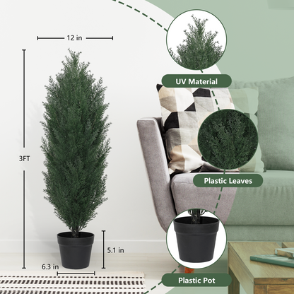 THE BLOOM TIMES 3/4/5/6ft Faux Cedar Plant in Pot,Artificial Topiary Cone Tree UV Resistant in Pot