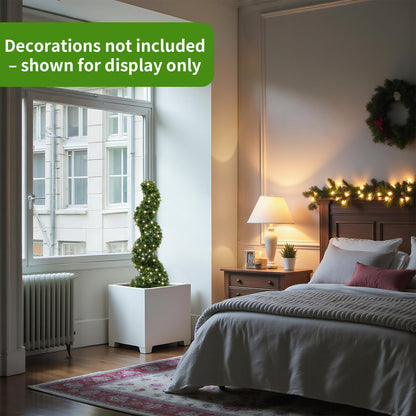 THE BLOOM TIMES 3 ft. Artificial Boxwood Outdoor Topiary Spiral Tree Potted Plants.