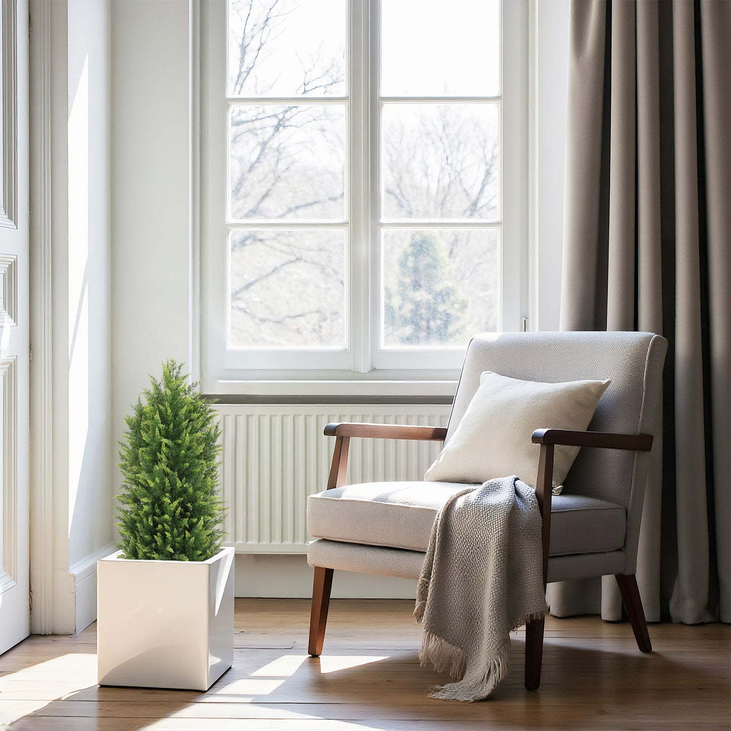 poetree 3/4/5/6 ft.Artificial Cedar Topiary Trees in Pots,Faux Greenery for Outdoor and Indoor