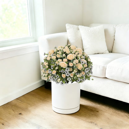 THE BLOOM TIMES 2 Pack 24" Artificial Topiary Ball Tree Plants with Flowers, Faux Shrub Bushes for Indoor & Outdoor Decor