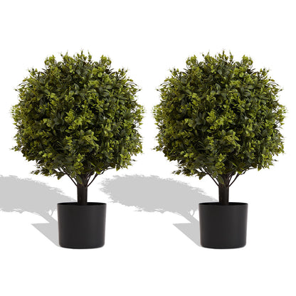 THE BLOOM TIMES UV Protection Ball Topiary Tree - 2pcs Set | Artificial Greenery Faux Tree for Indoor & Outdoor Decoration