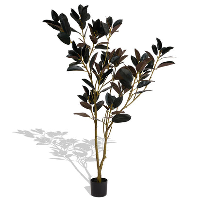 THE BLOOM TIMES 6ft Artificial Rubber Tree in Pot – Indoor Faux Topiary Plant for Modern Home Décor