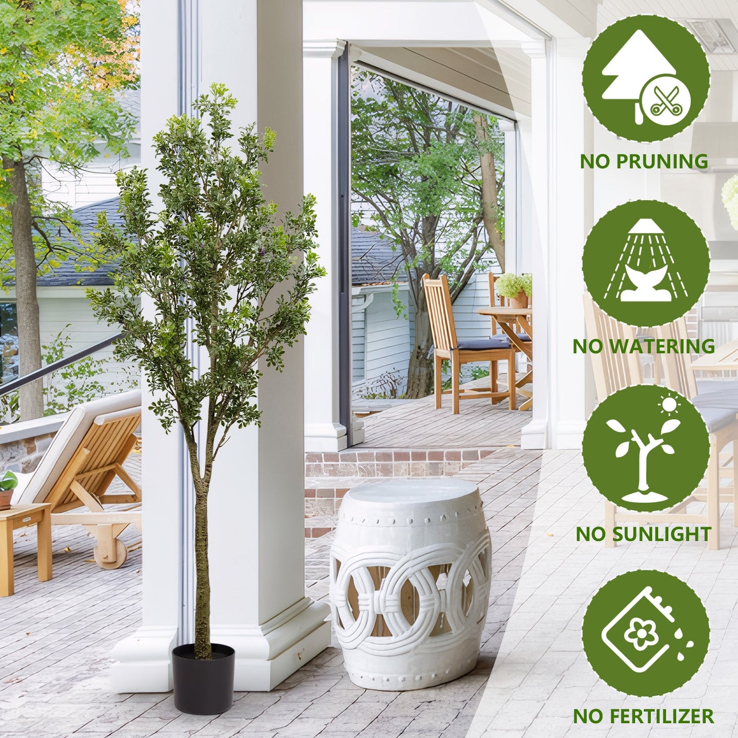 Artificial Orange Jasmine Tree (Murraya Paniculata) - 1PC Realistic Potted Faux Plant for Indoor & Outdoor Decor