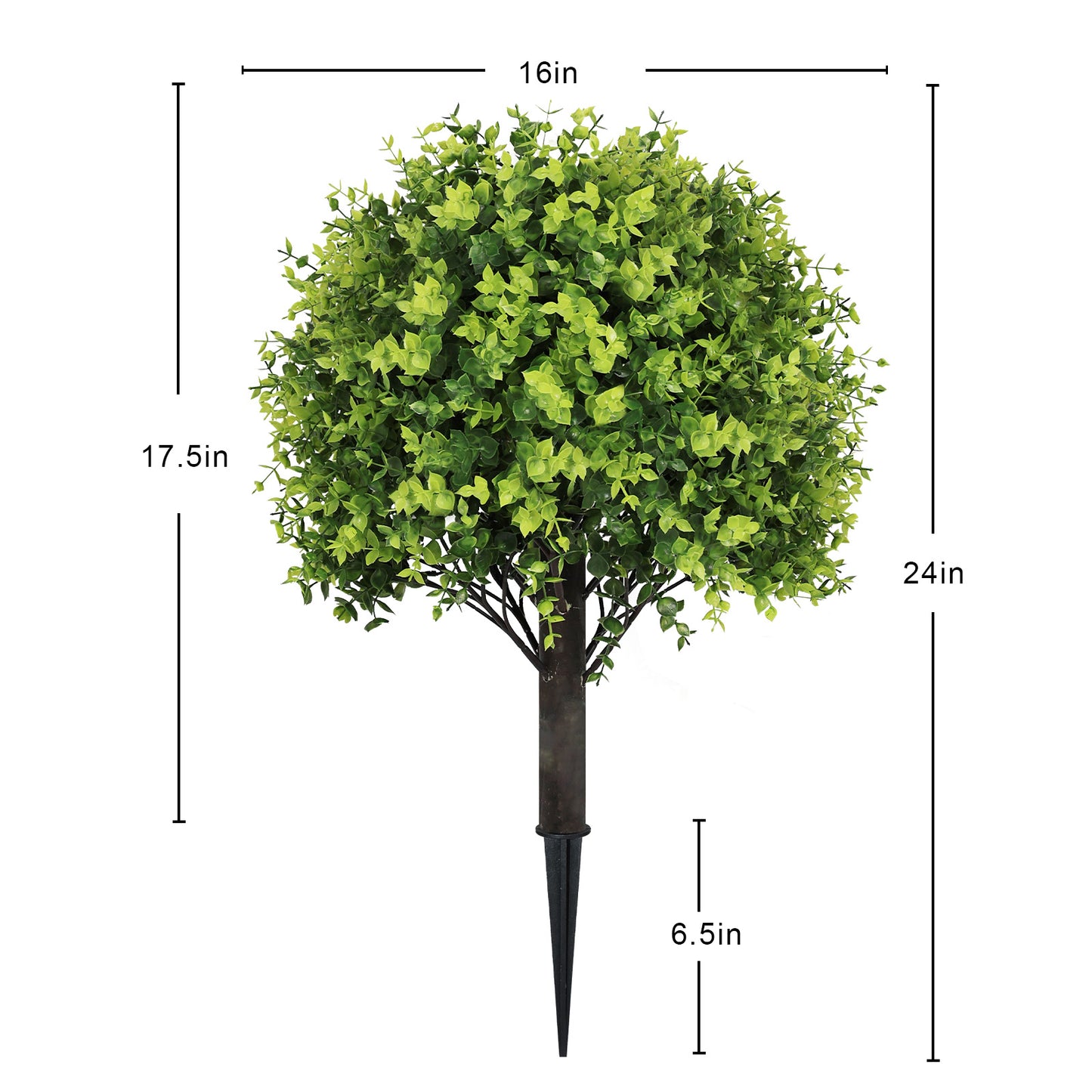 poetree 24" Artificial Boxwood/Cedar Topiary Ball Trees with Ground Stakes – Faux Shrubs for Outdoor and Indoor Home Décor, Set of 2