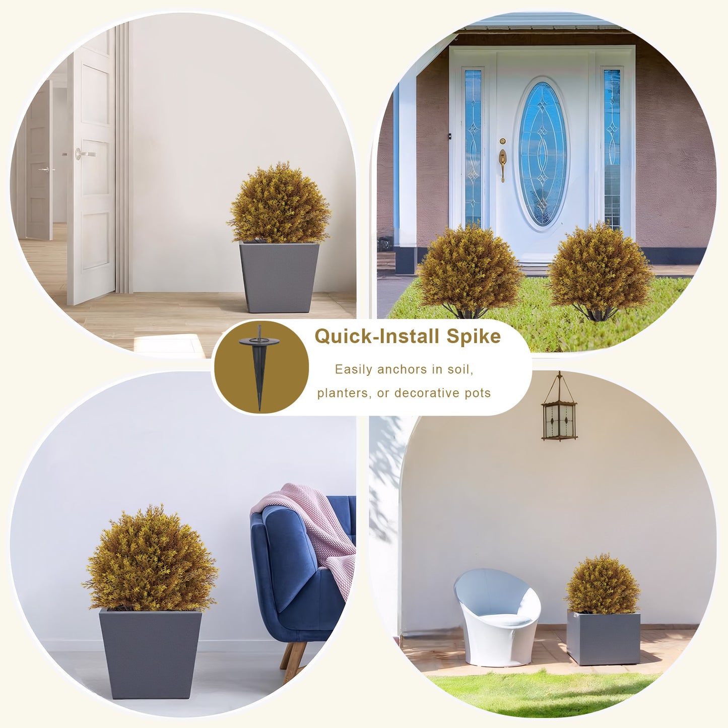 27.5" Artificial Cypress Ball with Ground Spike for  Outdoor Plant ,Seasonal Décor