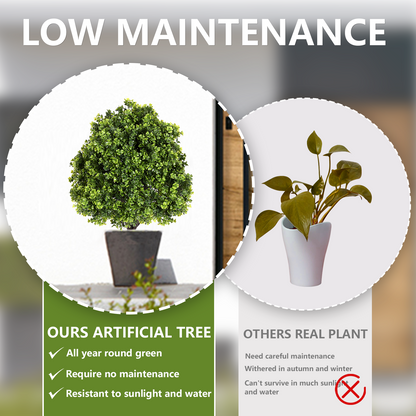 THE BLOOM TIMES 27.5” Faux Boxwood Topiary Ball – Potted Artificial Plant for Indoor & Outdoor Décor