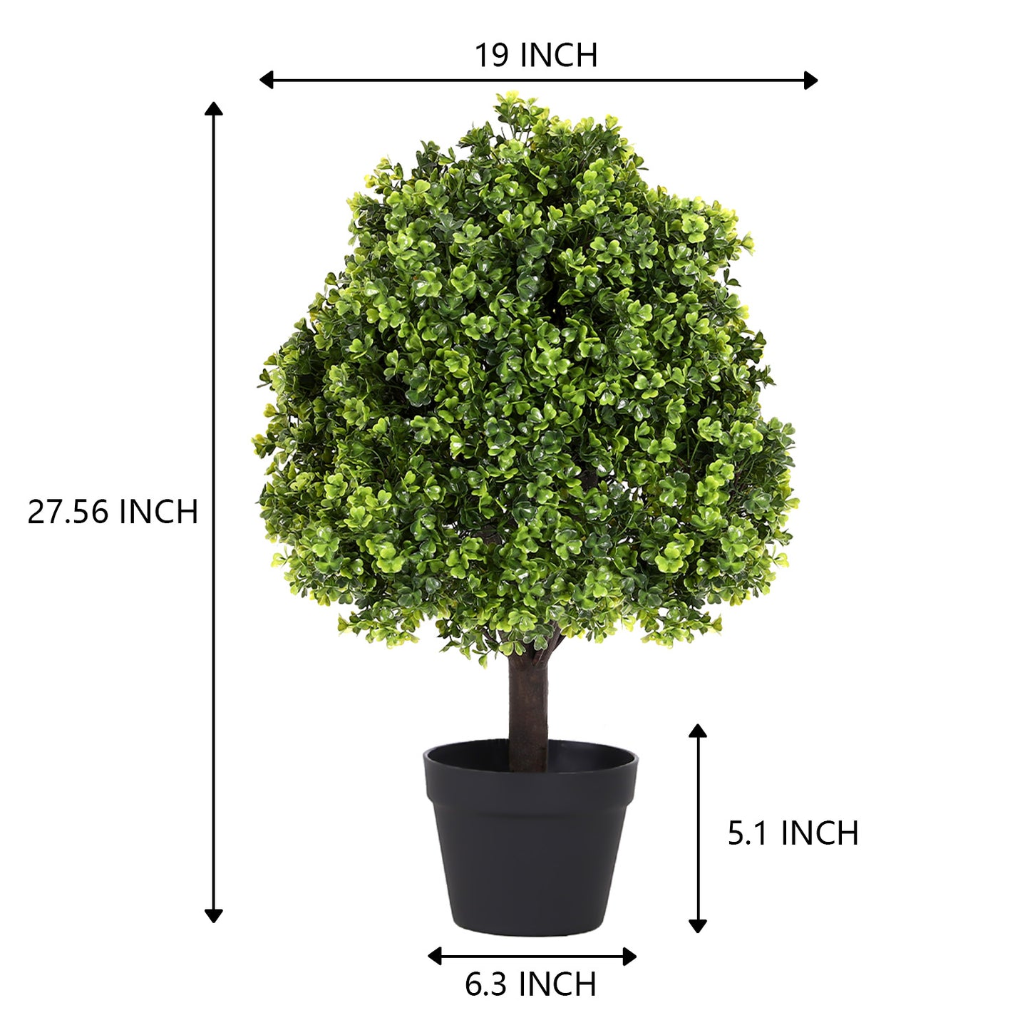 poetree 27.5” Faux Boxwood Topiary Ball – Potted Artificial Plant for Indoor & Outdoor Décor