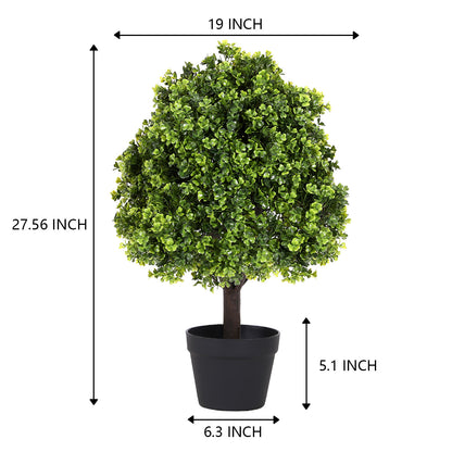 THE BLOOM TIMES 27.5” Faux Boxwood Topiary Ball – Potted Artificial Plant for Indoor & Outdoor Décor