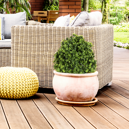 THE BLOOM TIMES 27.5” Faux Boxwood Topiary Ball – Potted Artificial Plant for Indoor & Outdoor Décor
