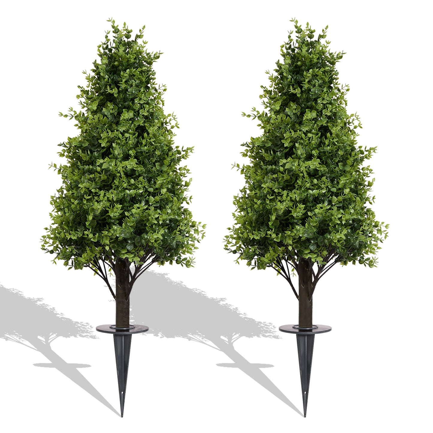 poetree 30" Artificial Boxwood Topiary Trees, Faux Outdoor Plants with Ground Spikes for Home Decor (Set of 2)