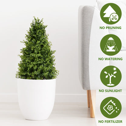 THE BLOOM TIMES 30" Artificial Boxwood Topiary Trees, Faux Outdoor Plants with Ground Spikes for Home Decor (Set of 2)