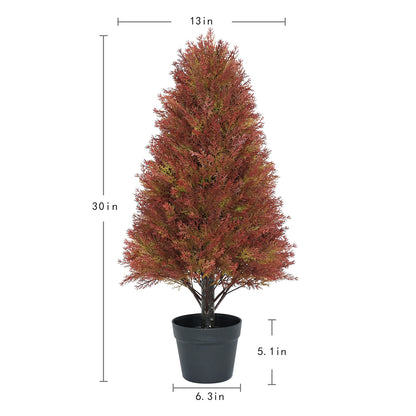 THE BLOOM TIMES 2 Pack 2.5ft Artificial Cedar Topiary Tree in Pot Fall decor Fake Plants Indoor/Outdoor for Decor