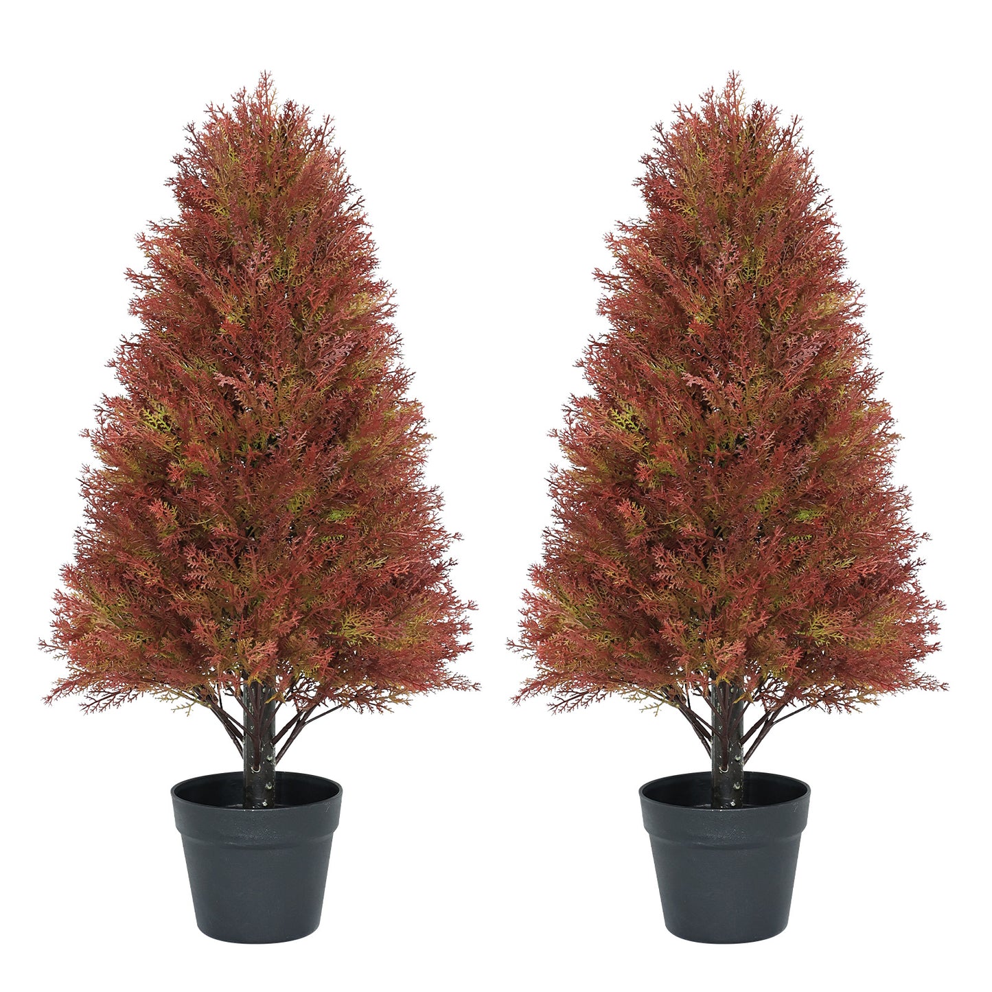 poetree 2 Pack 2.5ft Artificial Cedar Topiary Tree in Pot Fall decor Fake Plants Indoor/Outdoor for Decor