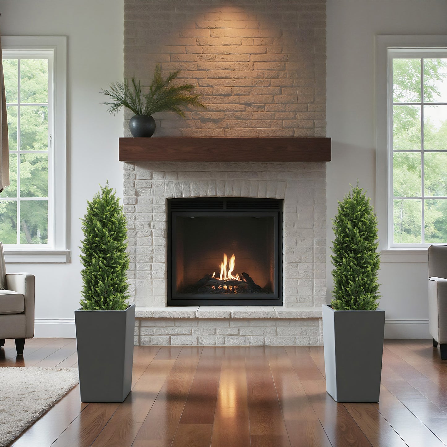 poetree 3/4/5/6 ft.Artificial Cedar Topiary Trees in Pots,Faux Greenery for Outdoor and Indoor