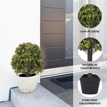 THE BLOOM TIMES Outdoor  Artificial Boxwood Topiary Trees Set