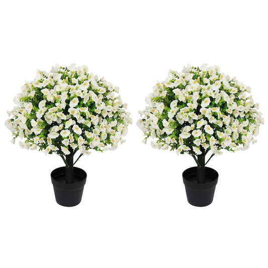 poetree 24" Artificial Morning Glory Plant in Black Pot – Faux Potted Petunia Flower for Spring Home Décor, Indoor/Outdoor Decorative Greenery