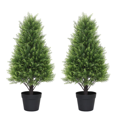 THE BLOOM TIMES 2.5 / 3 / 4 ft Artificial Cedar Topiary Tree, Faux Evergreen with Pot, Outdoor Christmas & Holiday Decor