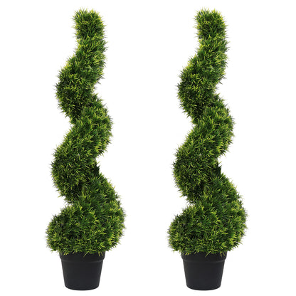 THE BLOOM TIMES 3 ft. Artificial Boxwood Outdoor Topiary Spiral Tree Potted Plants.