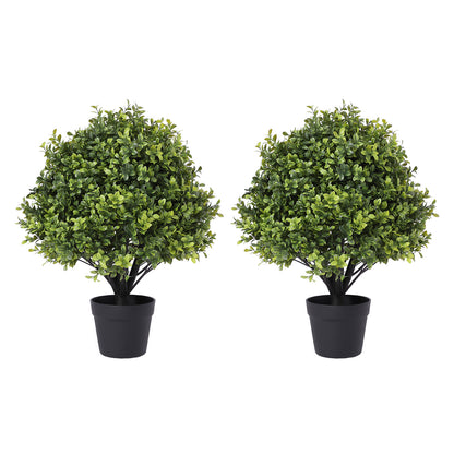 THE BLOOM TIMES 24 in Artificial Boxwood Topiary Ball Tree in Pot 2 Pack-Faux Shrubs for Indoor/Outdoor Decor