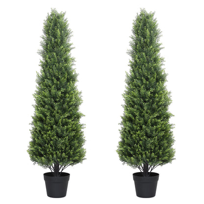 THE BLOOM TIMES 2.5 / 3 / 4 ft Artificial Cedar Topiary Tree, Faux Evergreen with Pot, Outdoor Christmas & Holiday Decor