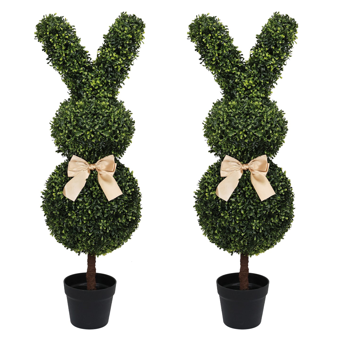 poetree 36'' Artificial Bunny Topiary Tree in Pot,Faux Rabbit Boxwood for Indoor/Outdoor Spring & Easter Decor, Set of 2