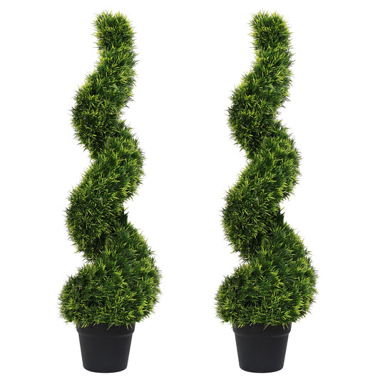 poetree 3 ft. Artificial Boxwood Outdoor Topiary Spiral Tree Potted Plants.