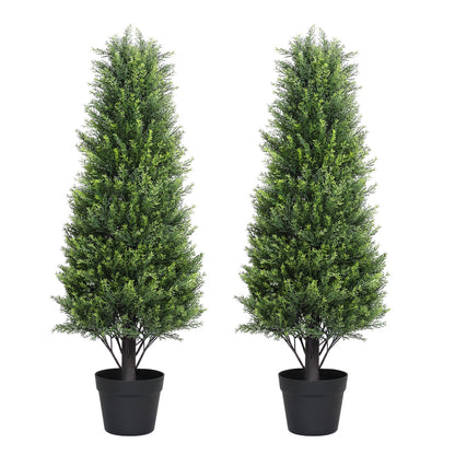THE BLOOM TIMES 2.5 / 3 / 4 ft Artificial Cedar Topiary Tree, Faux Evergreen with Pot, Outdoor Christmas & Holiday Decor