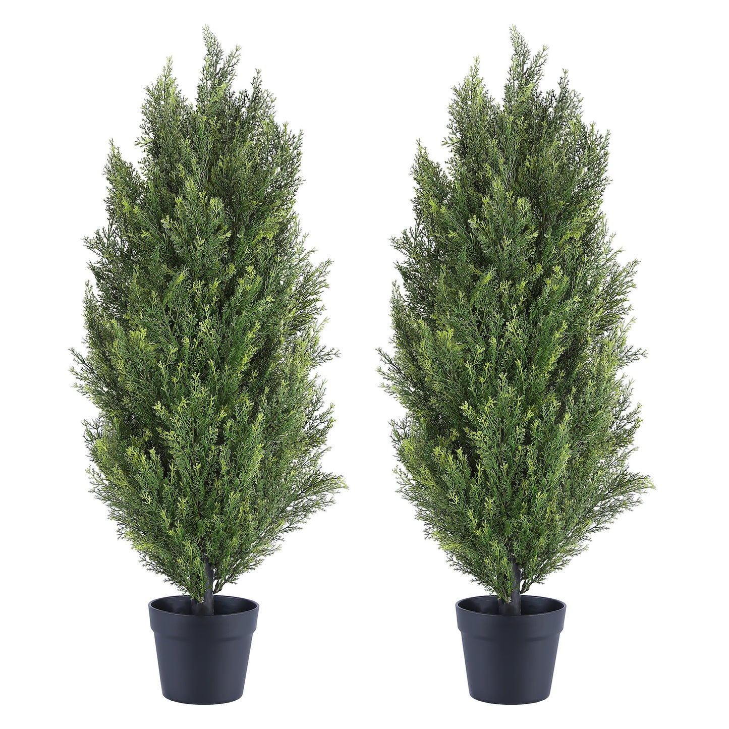 poetree 3/4/5/6ft Faux Cedar Tree Topiary in Pot，Set of 2，Fake Tree for Home Outdoor/Indoor Decor